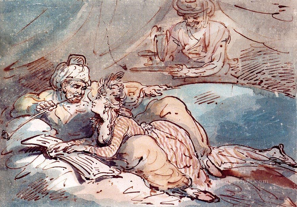 Love In The East caricature Thomas Rowlandson Oil Paintings